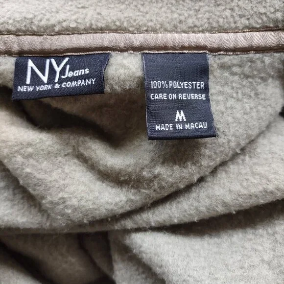 New York & Company NY Jeans Women’s Olive Green Full-Zip Fleece Vest Size Medium - Picture 9 of 10